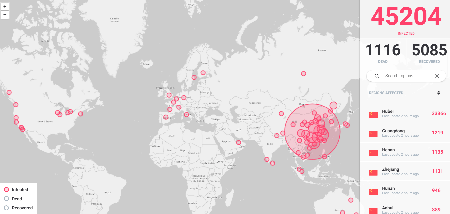 Interactive Coronavirus Outbreak Map